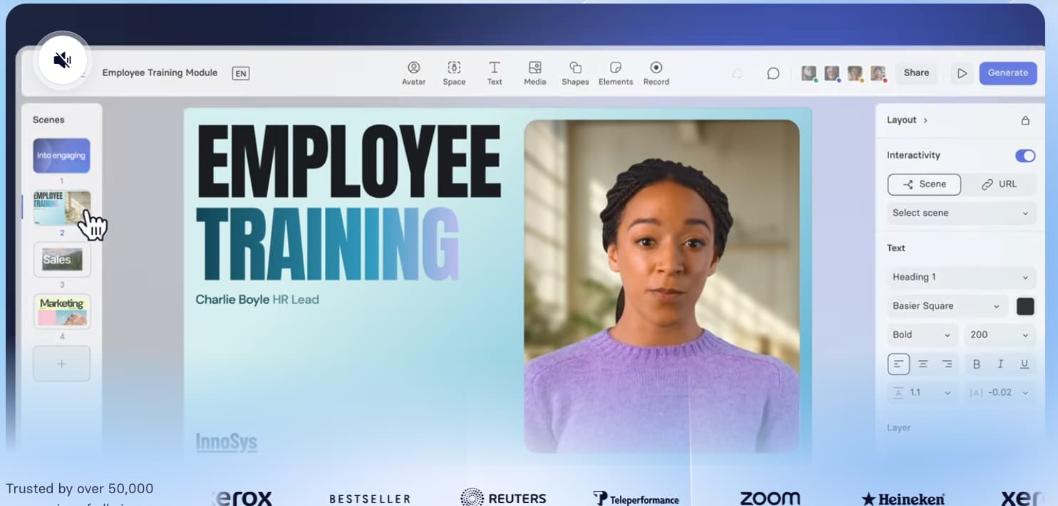Synthesia AI  高度逼真的 AI 头像技术实现文生视频