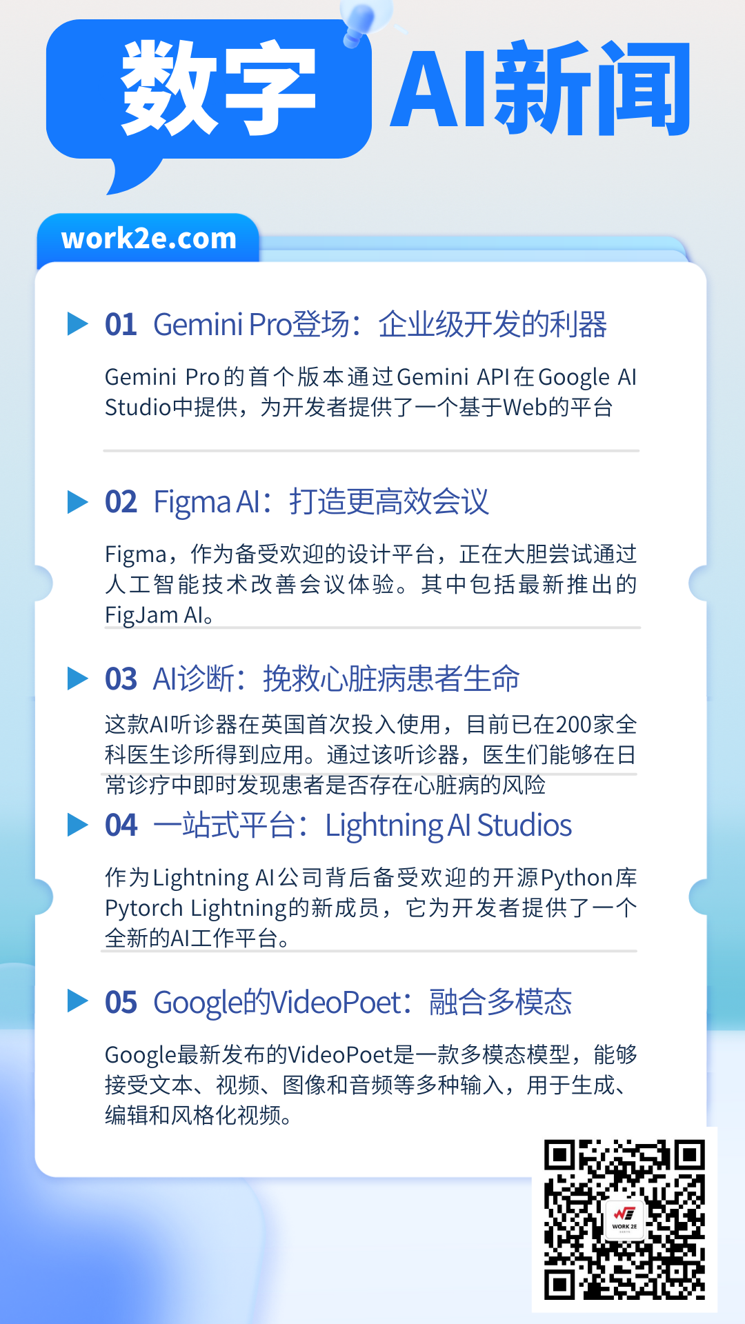 【2024/01-01】work2e数字AI新闻- Gemini Pro登场:企业级开发的利器,开发者的一站式平台:Lightning AI Studios,Google的VideoPoet:融合多模态的视频生成新模型 【2024/01-01】work2e数字AI新闻- Gemini Pro登场:企业级开发的利器,开发者的一站式平台:Lightning AI Studios,Google的VideoPoet:融合多模态的视频生成新模型