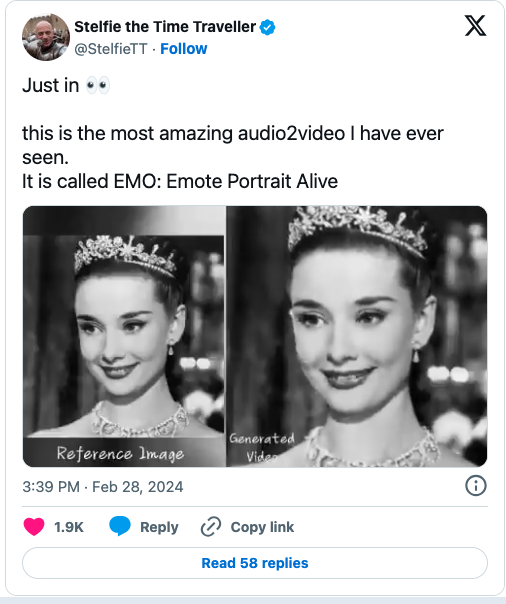 阿里巴巴的新AI系统“EMO”可以从照片创建逼真的说唱视频 阿里巴巴的新AI系统“EMO”可以从照片创建逼真的说唱视频