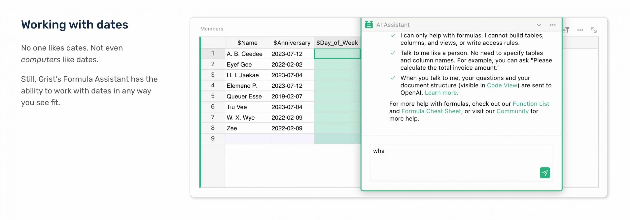 Grist自动化公式助手 简单易用的电子表格数据处理工具 Grist自动化公式助手 简单易用的电子表格数据处理工具