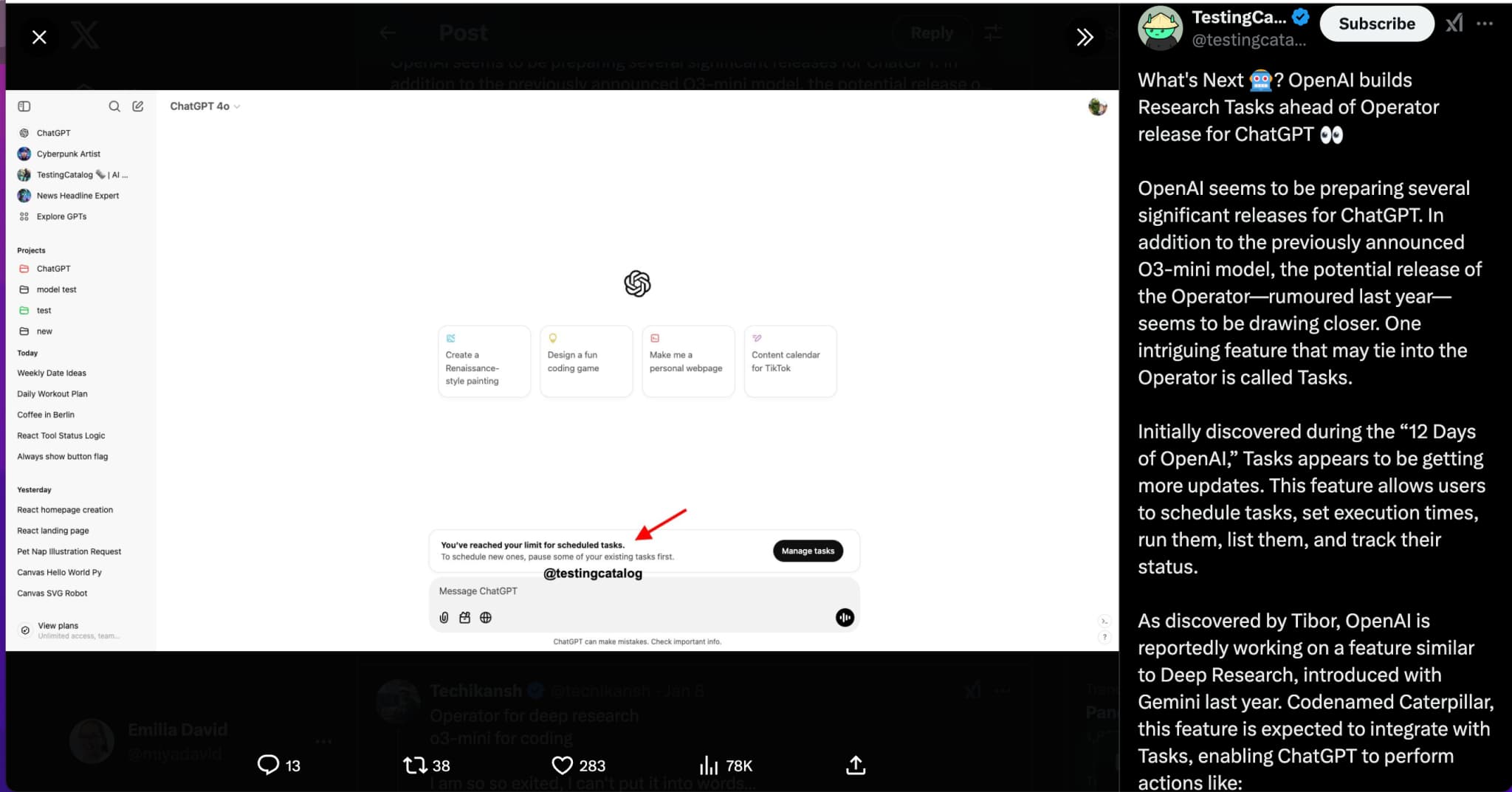 OpenAI推出新功能,ChatGPT Tasks 智能提醒功能 OpenAI推出新功能,ChatGPT Tasks 智能提醒功能